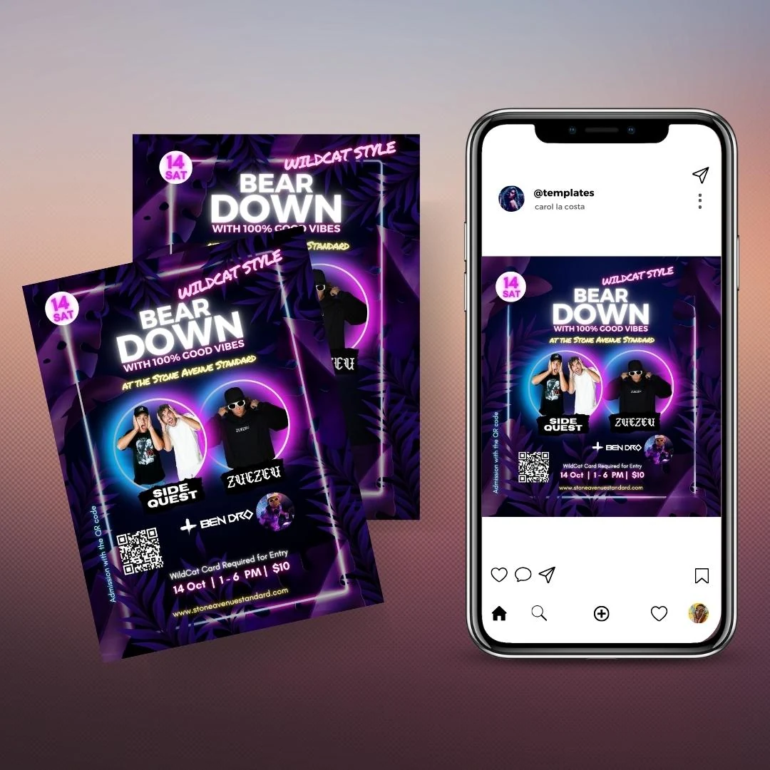 Bear Down social campaign shown in print and mobile mockup